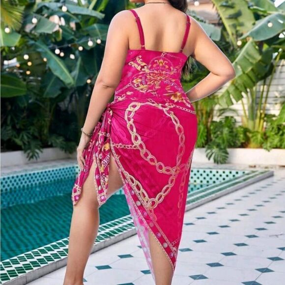 Vibrant Pink Women's Swim Set Plus 2X - Picture 3 of 6